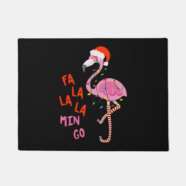Felpudo Fa La La mingo Flamingo Para Navidades Xmas (Anverso)