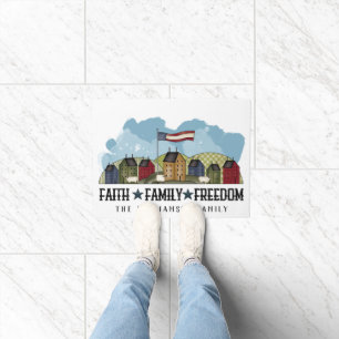 Felpudo Faith Family Freedom Rustic Country Door Mat