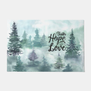 Felpudo "Faith Hope Love" Árboles ecológicos Inspiradores