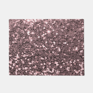Felpudo Falsas chispas del purpurina del oro color de rosa