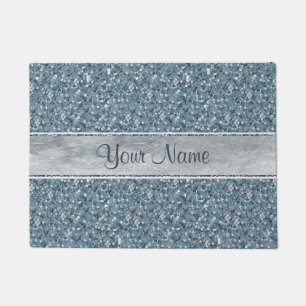 Felpudo Falso Relieve metalizado plateado azul