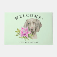Familia agradable floral del perro de Weimaraner