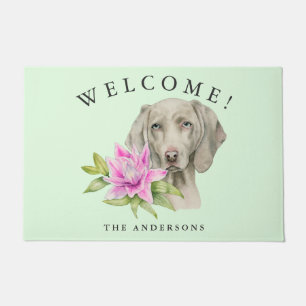 Felpudo Familia agradable floral del perro de Weimaraner