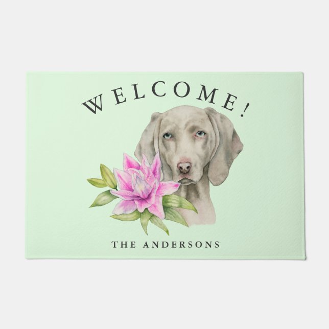 Felpudo Familia agradable floral del perro de Weimaraner (Anverso)