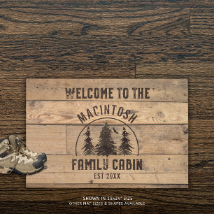Felpudo Familia Cabina Rústica Madera Nombre Familia
