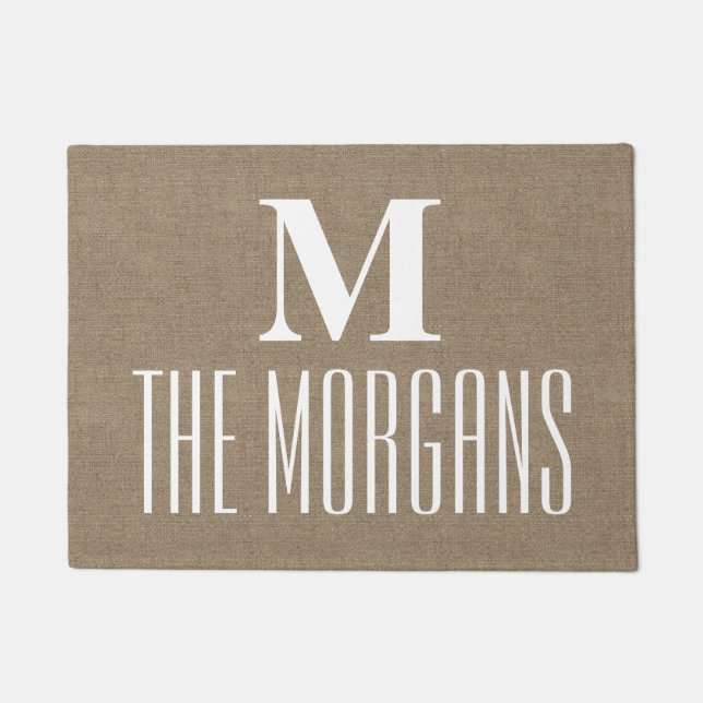 Felpudo Familia con monograma elegante elegante de la (Anverso)