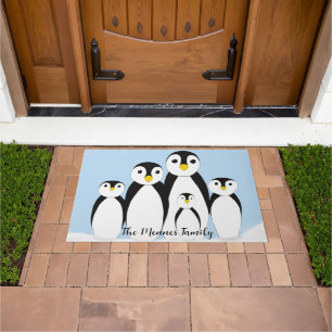 Felpudo Familia Cute Penguin