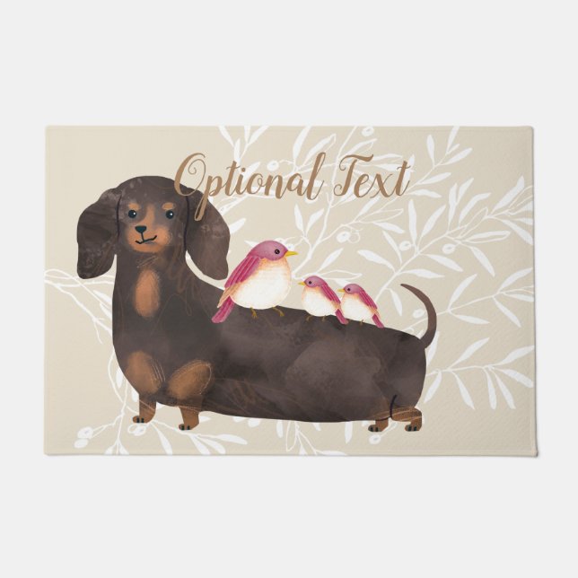 Felpudo Familia Dachshund y Aves (Anverso)