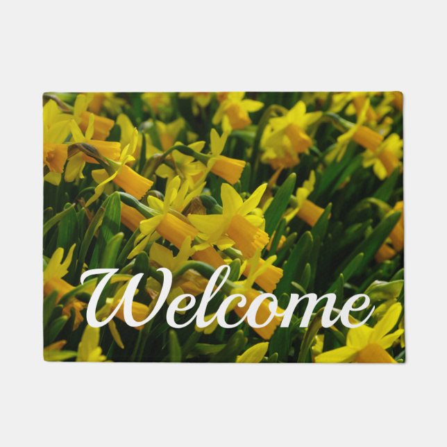 Felpudo Familia De Daffodils Bienvenidos Doormat (Anverso)