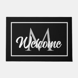 Felpudo Familia de modas Monograma Bienvenida Mat Gris Bla