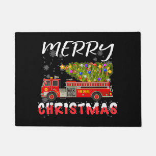 Felpudo Familia de Navidades bomberos de camiones cisterna