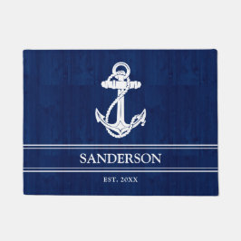 Felpudo Familia Náutica Nombre Lago Casa Anchor Madera Azu