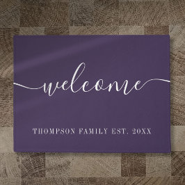 Felpudo Familia Personalizada Nombre Purple Bienvenida