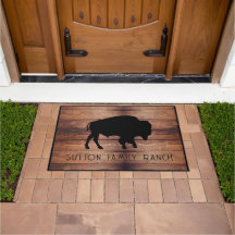 Familia Rustic Wood Nombre Bison Silhouette