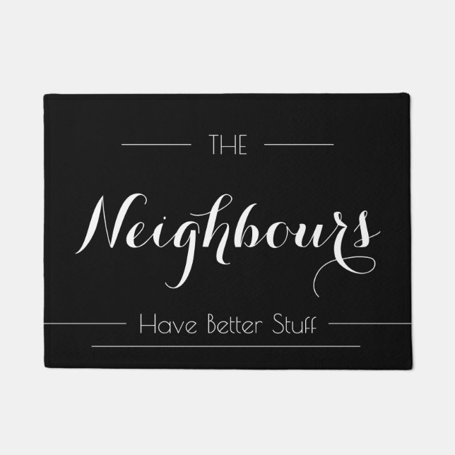 Felpudo Familia sarcástica CÁLIGA Negra Elegante (Anverso)