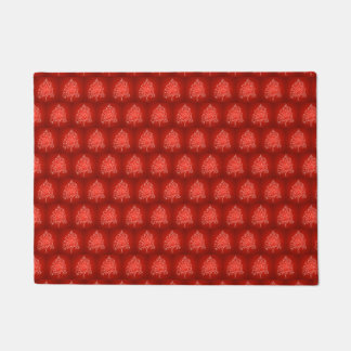 Felpudo Fancy Artistic Christmas Tree Pattern Holiday Red