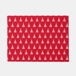 Felpudo Fancy Artistic Holiday Pattern Navidades Red