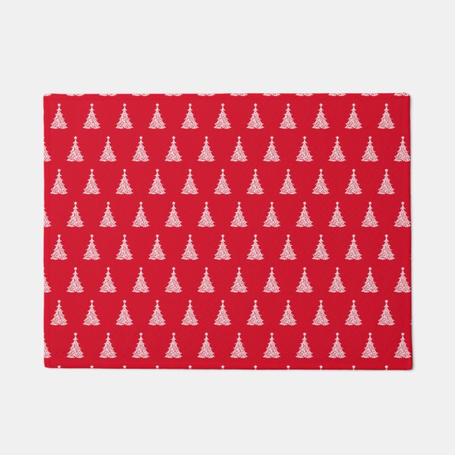 Felpudo Fancy Artistic Holiday Pattern Navidades Red (Anverso)