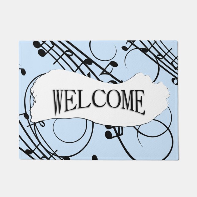 Felpudo Fancy Music Notes Blue (Anverso)