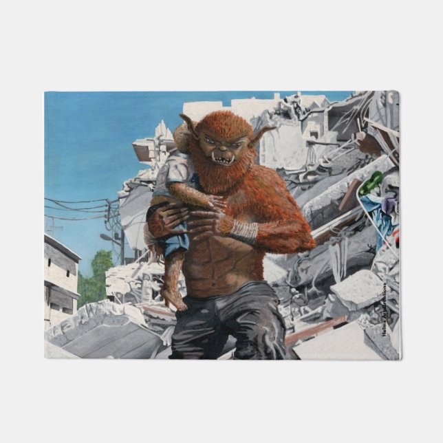 Felpudo Fantasía Art Doormat en Bugbear Hero Child Rescue (Anverso)