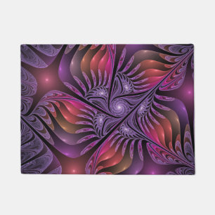 Felpudo Fantasía colorida Resumen Trippy Purple Fractal