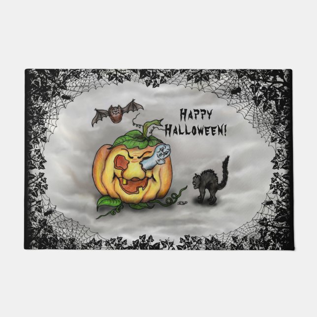 Felpudo Fantasma, Bat y Cat, ¡Feliz Halloween! (Anverso)