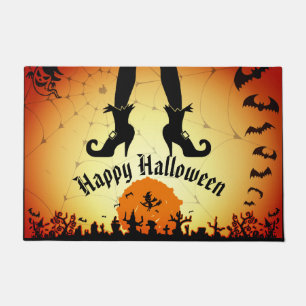 Felpudo Fantasma De Brujas De Halloween Y Bats Doormat