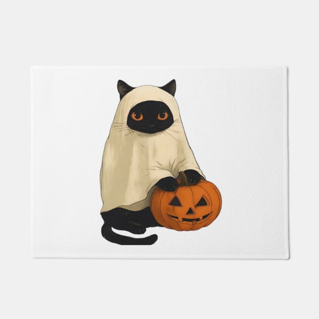 Felpudo Fantasma de gato negro con camiseta esencial de ca (Anverso)