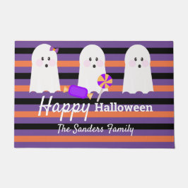 Felpudo Fantasmales a rayas caprichosas de Halloween para