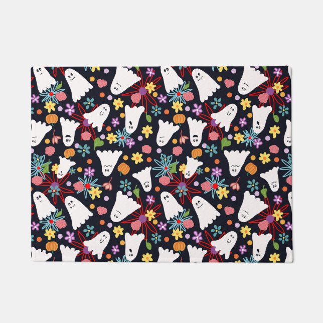Felpudo Fantasmas y flores (Anverso)