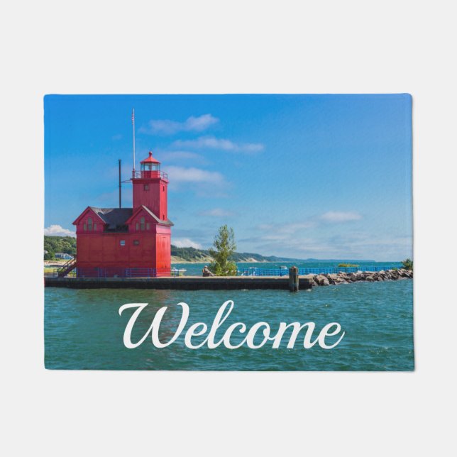 Felpudo Faro de Holland Harbour Welcome Doormat (Anverso)