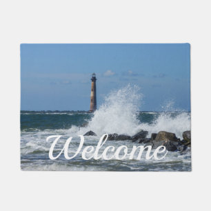 Felpudo Faro de Morris Island Splash Bienvenidos a Doormat