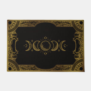 Felpudo Fases de la Luna Celestiales Doradas Vintage Ornam