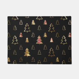 Felpudo Faux de Navidad Metalizado Árboles navideños en ne