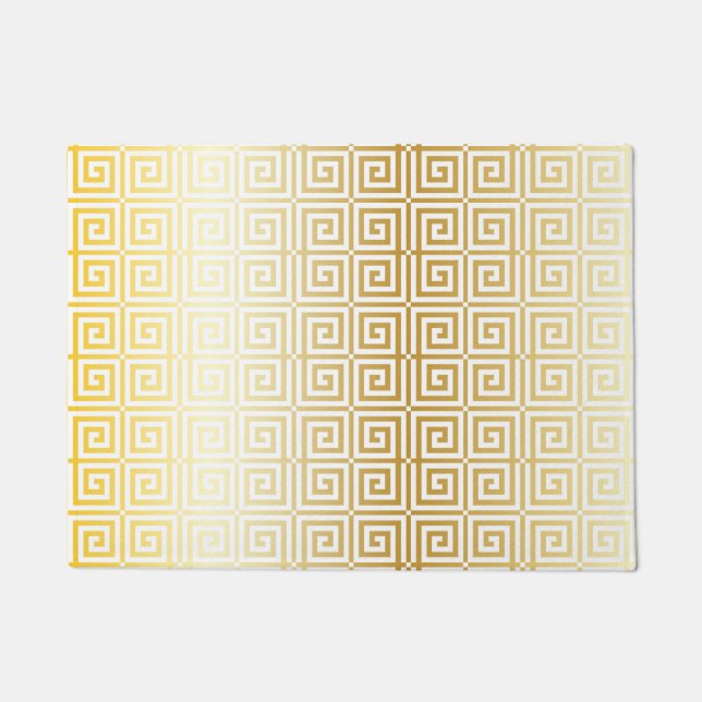 Felpudo Faux Relieve metalizado dorado Trellis Greek Key P (Anverso)