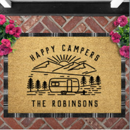 Felpudo Felices Campistas Nombre de Familia Personalizado