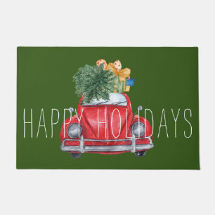 Felpudo Felices Fiestas Coche Rojo Personalizable  