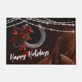 Felpudo Felices fiestas de caballos y Navidades de herradu