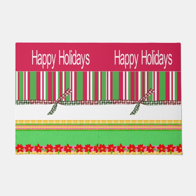 Felpudo Felices Fiestas Navidades Rojos Matt Doormat (Anverso)