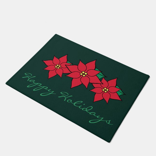 Felpudo Felices fiestas Poinsettia Doormat (Angular)