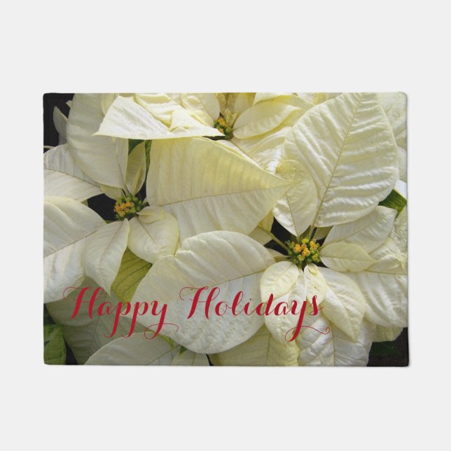 Felpudo Felices fiestas Poinsettias Doormat (Anverso)