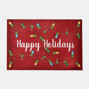 Felpudo Felices Luces De Vacaciones En Red Doormat