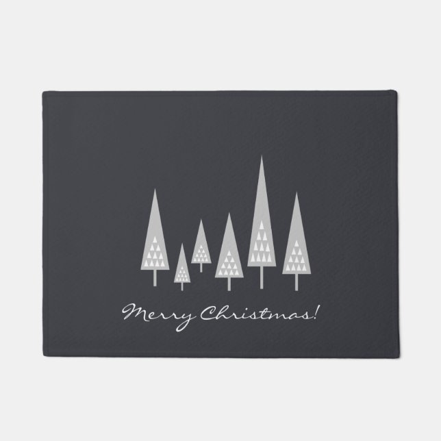 Felpudo Felices Navidad del árbol de navidad moderno (Anverso)