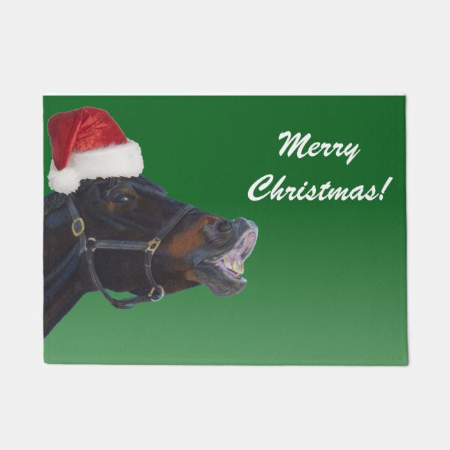Felpudo Felices Navidad del potro divertido (Anverso)