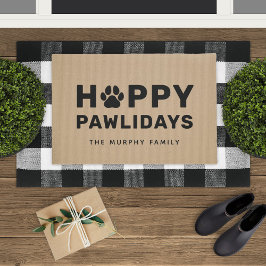 Felpudo Felices Pawlidays Nombre de Familia Beige Rústico