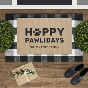 Felpudo Felices Pawlidays Nombre de Familia Beige Rústico