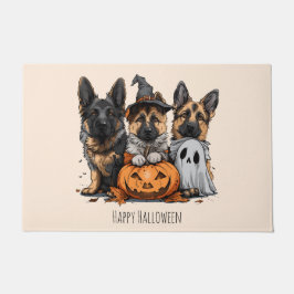 Felpudo Felices perros pastores alemanes de Halloween