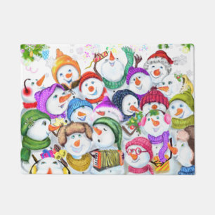 Felpudo Felices Snowmans Feliz Fiesta de Navidad Dibujo gr