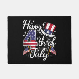 Felpudo Feliz 4 de julio Patriótico Bandera Americana USA 