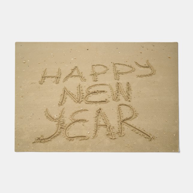 Felpudo Feliz Año Nuevo en arena (Anverso)